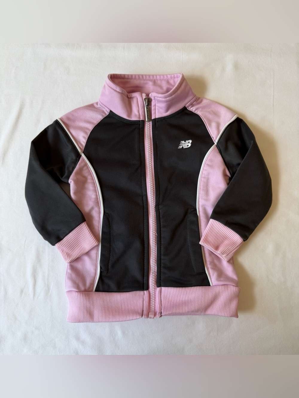 New Balance Full Zip Gray & Pink Sweater Girls Size 18M-24M